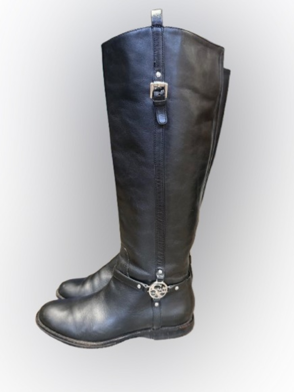 Coach Mulan Extended Calf Black Leather Knee-High Riding Boots Zip Women’s 6B